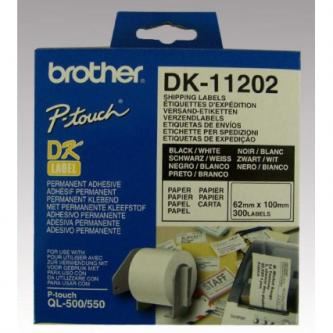 Papírové štítky Brother DK11202, 62mm x 100mm, bílá, 300 ks, pro tiskárny řady QL