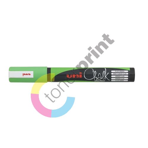 Uni Chalk Marker křídový popisovač PWE-5M, 1,8-2,5 mm, fluo-zelený 1