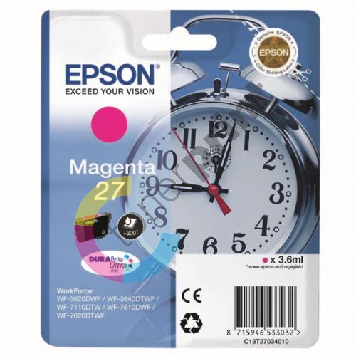 Cartridge Epson C13T27034012, magenta, 27, originál 1