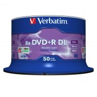 Verbatim DVD+R, Matt Silver, 8,5GB, General Double Layer, 43758, 8x, 50-pack
