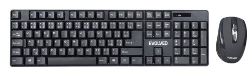 Bezdrátový set klávesnice a optické myši EVOLVEO WK-142, CZ, USB, 1000 DPI, černý