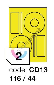 Samolepící etikety Rayfilm Office průměr 116/44 mm 300 archů, fluo žlutá, R0131.CD13D 1