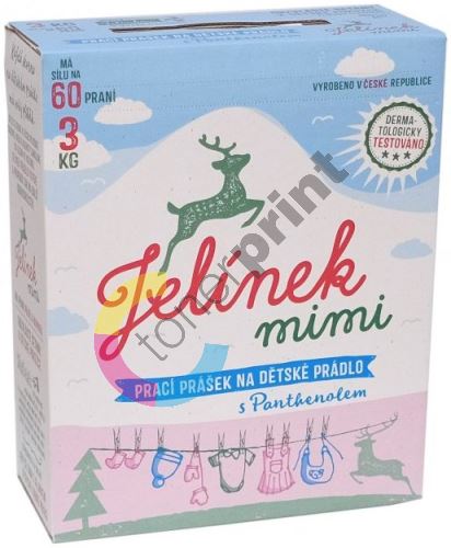 Jelen Jelínek Mimi s panthenolem prací prášek na dětské prádlo box 60 dávek 3 kg