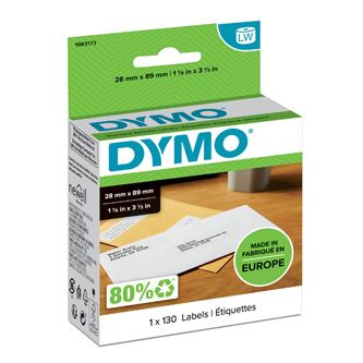 Papírové štítky Dymo 89mm x 28mm, bílé, adresní, 130 ks, 1983173