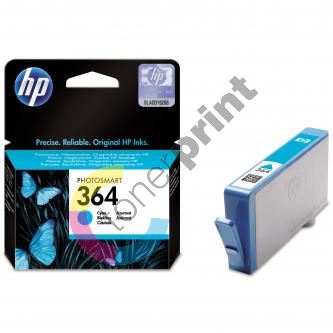 HP originální ink CB318EE, HP 364, cyan, blistr, 300str., HP Photosmart B8550, C5380, D546