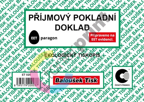 Příjmový pokladní doklad A6 ET020, 50 listů