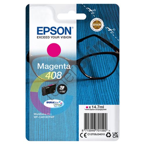 Cartridge Epson C13T09J34010, magenta, 408, originál 1