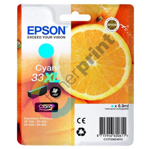 Cartridge Epson C13T33624012, cyan, originál 1
