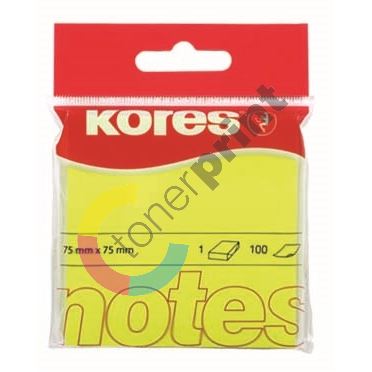 Samolepící bločky Kores 75x75mm neonově žluté 100 listů 2