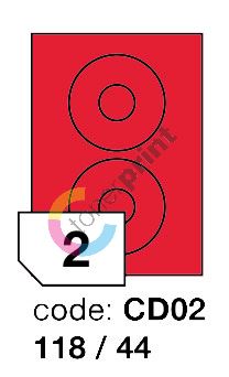 Samolepící etikety Rayfilm Office průměr 118/44 mm 300 archů, fluo červená, 1