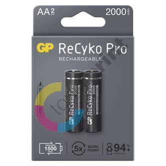 Nabíjecí baterie, AA (HR6), 1.2V, 2000 mAh, GP, papírová krabička, 2-pack, ReCyko Pro