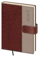 Denní diář A5 2027 – Classic hnědý, magnetické zavírání, imitace kůže