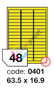 Samolepící etikety Rayfilm Office 63,5x16,9 mm 300 archů, fluo žlutá, R0131.0401D 1