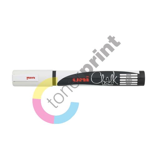 Uni Chalk Marker křídový popisovač PWE-5M, 1,8-2,5 mm, bílý 1
