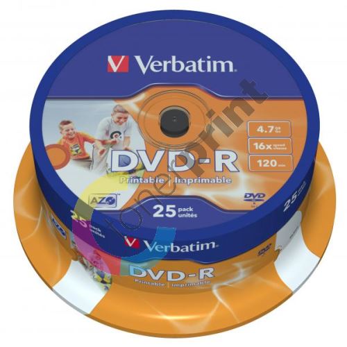 Verbatim DVD-R, DataLife PLUS, 4,7 GB, Wide Printable, cake box, 43538, 16x, 25-pack 1