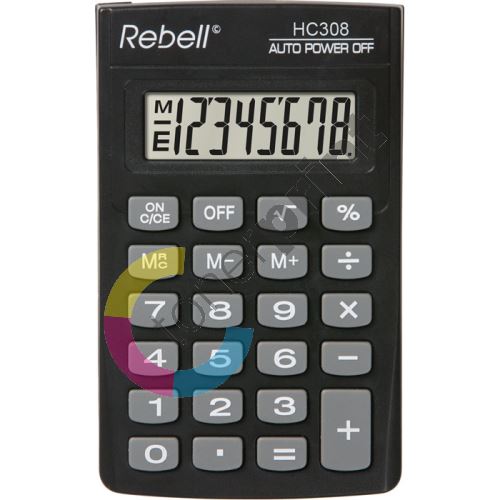 Kalkulačka Rebell RE-HC308 BX, černá, kapesní, osmimístná 1