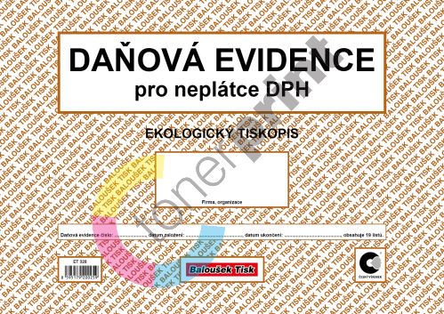 Daňová evidence pro neplátce A4 ET328, 19 listů (peněžní deník)