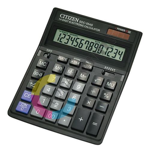 Kalkulačka Citizen SDC554S, černá, stolní, čtrnáctimístná 1