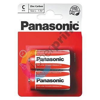 Baterie zinkouhlíková, malý monočlánek, C, 1.5V, Panasonic, blistr, 2-pack
