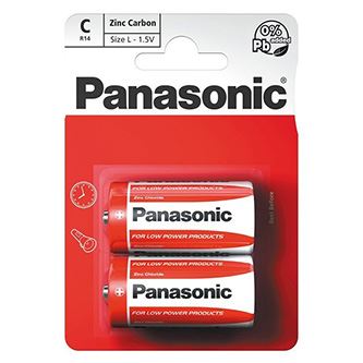Malé monočlánky Panasonic C / R14, zinkouhlíkové 1,5 V, 2 ks