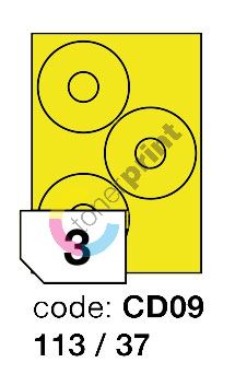 Samolepící etikety Rayfilm Office průměr 113/37 mm 300 archů, fluo žlutá, R0131.CD09D 1