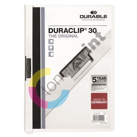 Desky s rychlovazačem DURACLIP® 30, bílá, s klipem, A4, DURABLE 1