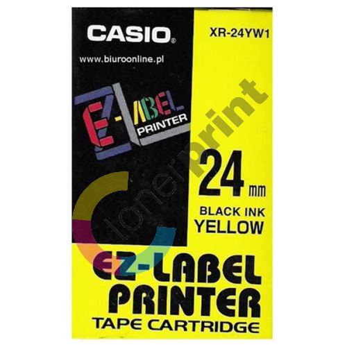 Páska Casio XR-24YW1 24mm černý tisk/žlutý podklad originál 1