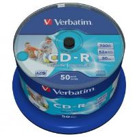 Verbatim CD-R AZO 700 MB 52× Wide Inkjet Printable, 50 ks Cake Box – 43438 Verbatim CD-R AZO 700 MB 52× Wide Inkjet Printable, 50 ks Cake Box – 43438
