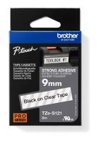 Páska do štítkovače Brother TZ-S121, 9mm, černý tisk/průsvitný podklad, originál (1)