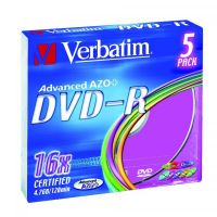 Verbatim DVD-R, DataLife PLUS, 4,7 GB, Colour, slim box, 43557, 16x, 5-pack