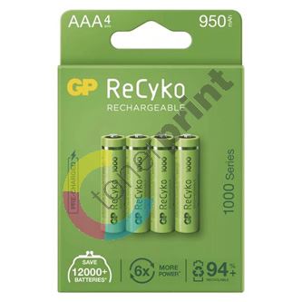 Nabíjecí baterie, AAA (HR03), 1.2V, 950 mAh, GP, papírová krabička, 4-pack, ReCyko