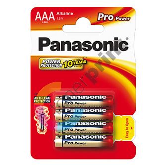 Baterie alkalická, AAA, 1.5V, Panasonic, blistr, 4-pack, 265899, Pro Power