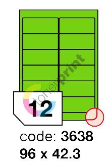Samolepící etikety Rayfilm Office 96x42,3 mm 300 archů, fluo zelená, R0130.3638D 1