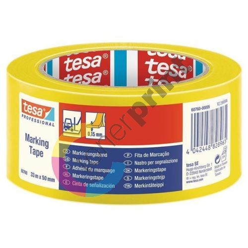 Vyznačovací páska na podlahy Tesa Professional, žlutá, 50 mm x 33 m, Tesa 1