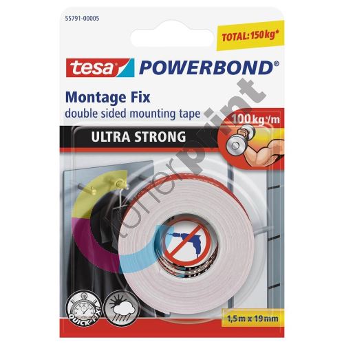 Lepicí páska Powerbond, oboustranná, extra silná, 19 mm x 1,5m, Tesa 3