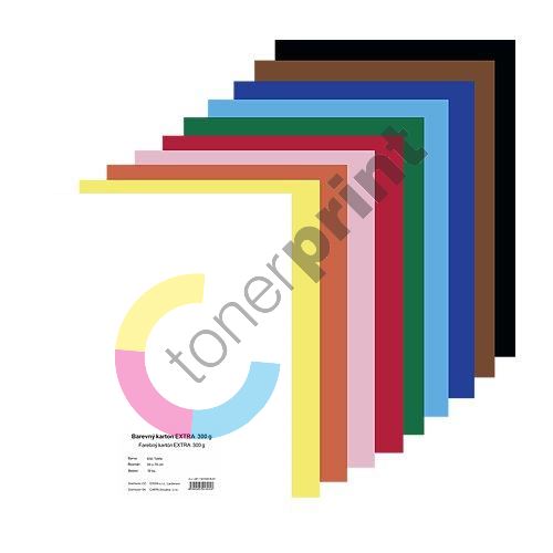Barevný karton Extra 300g 50x70cm, 10listů, mix barev 1