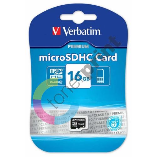Verbatim 16GB Micro SDHC, 44010, high speed Class 10 1