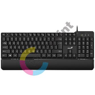 Genius KB-100XP, klávesnice CZ/SK, klasická, voděodolná, typ drátová (USB), černá, ergo předložka
