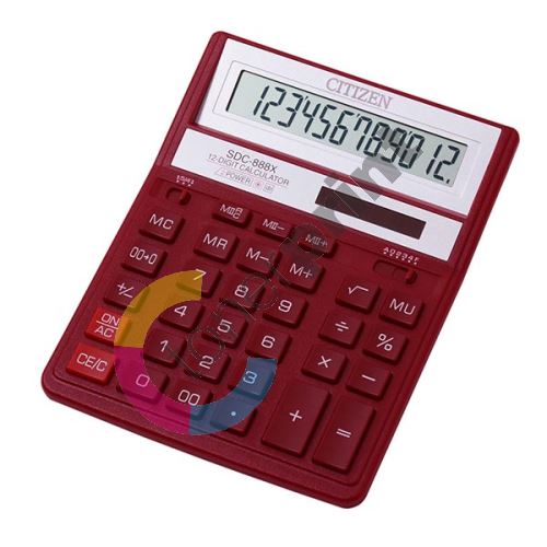 Kalkulačka Citizen SDC888XRD, červená, stolní, dvanáctimístná 1