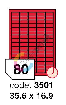 Samolepící etikety Rayfilm Office 35,6x16,9 mm 300 archů, fluo červená, R0132.3501D 1