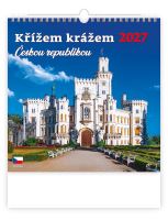 Nástěnný kalendář - Křížem krážem Českou republikou 2027 (kalendář na zeď Česko)