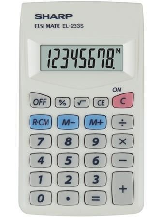 Kalkulačka Sharp EL-233S, bílá, kapesní, osmimístná