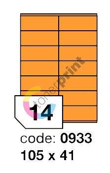 Samolepící etikety Rayfilm Office 105x41 mm 300 archů, fluo oranžová, R0133.0933D 1