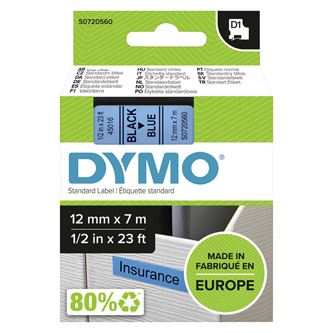 Páska Dymo D1 12 mm černý tisk/modrý podklad, 45016, S0720560