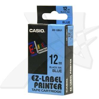 Páska do tiskárny štítků Casio XR-12BU1 12mm černý tisk/modrý podklad