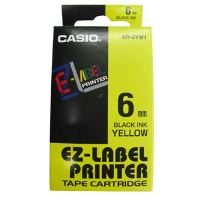 Páska do tiskárny štítků Casio XR-6YW1, 6mm, černý tisk/žlutý podklad, originál Páska do tiskárny štítků Casio XR-6YW1, 6mm, černý tisk/žlutý podklad, originál