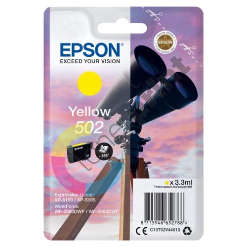 Cartridge Epson C13T02V44010, yellow, 502, originál 1