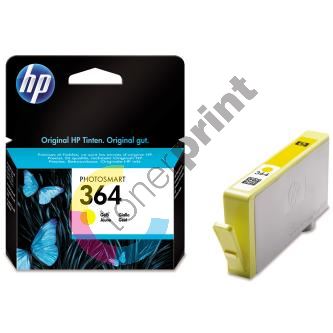 HP originální ink CB320EE, HP 364, yellow, blistr, 300str., HP Photosmart B8550, C5380, D5