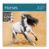 Nástěnný kalendář - Rodinný plánovací Horses 2027 (kalendář s koňmi)