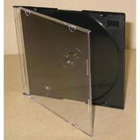 Box na 1 ks CD, průhledný,SLIM černý tray, tenký